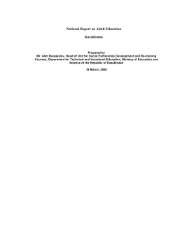 National Report On Adult Education Kazakhstan