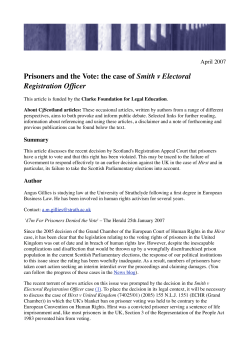 Prisoners and the Vote: the case of Smith v Electoral