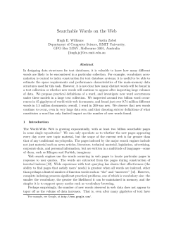 Searchable Words on the Web
