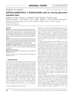 EUROCarbDB (CCRC): a EUROCarbDB node for storing glycomics