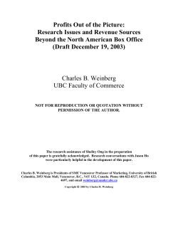 Profits Out of the Picture: Research Issues and Revenue Sources