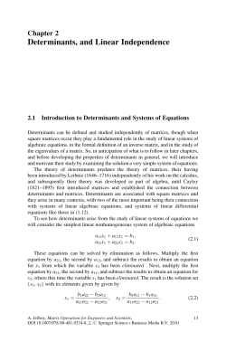 Determinants, and Linear Independence