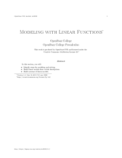 Modeling with Linear Functions