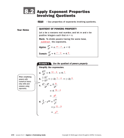8.2 Apply Exponent Properties Involving Quotients