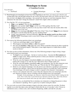 Monologue to Scene - Philadelphia Young Playwrights