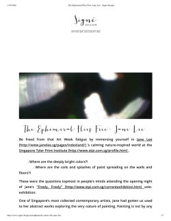 The Ephemeral Flies Free: Jane Lee