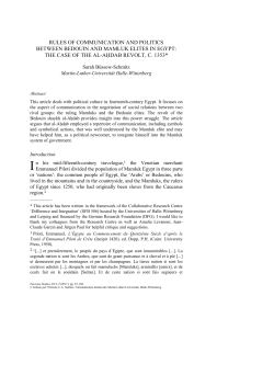 rules of communication and politics between bedouin and mamluk