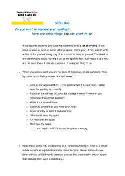 Spelling - Reading Writing Hotline