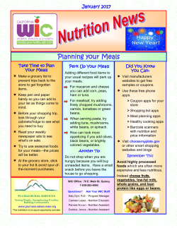 Planning your Meals - Plumas Rural Services