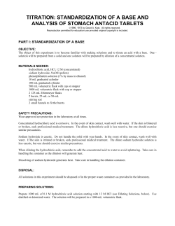 titration: standardization of a base and analysis of stomach antacid
