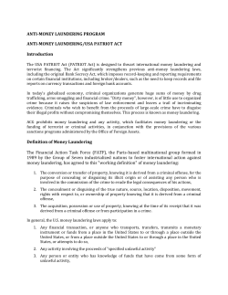 ANTI-MONEY LAUNDERING PROGRAM ANTI