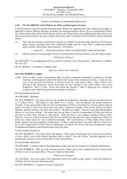 Extract from Hansard - Parliament of Western Australia