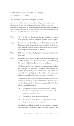 Teaching evoluTion in idaho: The LegisLaTive ruLe - BYU