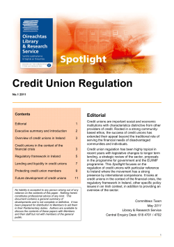 Credit Union Regulation - Houses of the Oireachtas
