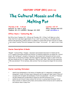 History 2703F - The Cultural Mosaic and the Melting Pot