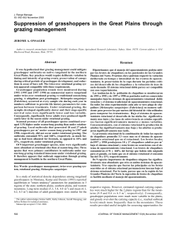 Suppression of grasshoppers in the Great Plains through grazing