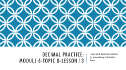 Decimal Practice: Module 6-Topic a