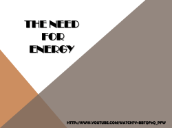The Need for Energy - Miss Williams` Weebly