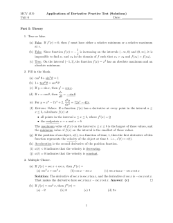 MCV 4U0 Unit 6 Applications of Derivative Practice