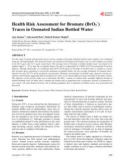 Health Risk Assessment for Bromate (BrO3&ndash;) Traces in Ozonated