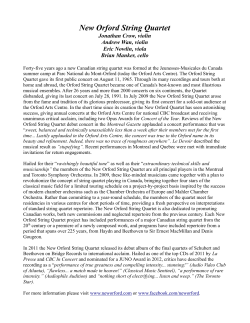 Short bio - New Orford String Quartet