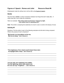 Figures of Speech : Romeo and Juliet Resource Sheet #6 Simile