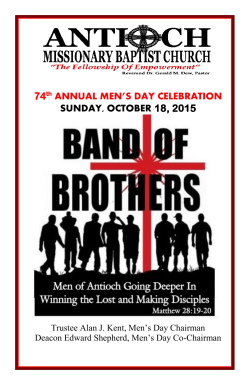 74th ANNUAL MEN`S DAY CELEBRATION SUNDAY, OCTOBER 18