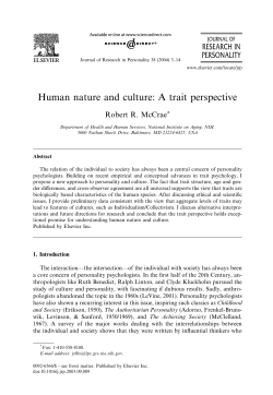 Human nature and culture: A trait perspective