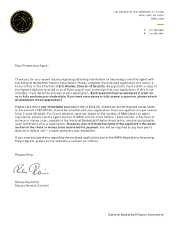 Dear Prospective Agent - National Basketball Players Association