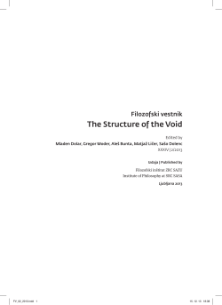 The Structure of the Void - Filozofski inštitut