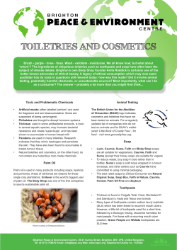 toiletries and cosmetics - Brighton Peace and Environment Centre