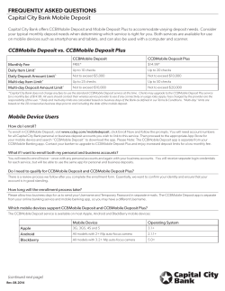 FREQUENTLY ASKED QUESTIONS Capital City Bank Mobile Deposit