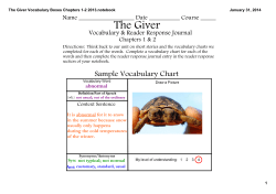 The Giver Vocabulary Boxes Chapters 1
