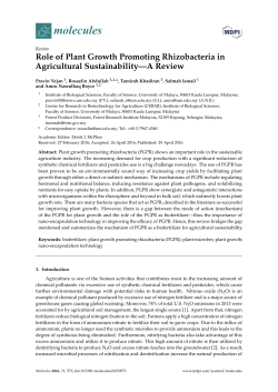 Role of Plant Growth Promoting Rhizobacteria in Agricultural
