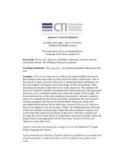 Algernon`s Exercise Regimen by Molly McCarthy, 2015 CTI Fellow