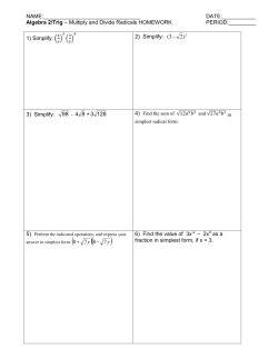 Algebra 2/Trig &ndash; Multiply and Divide Radicals HOMEWORK PERIOD