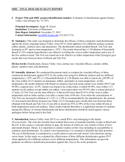 Evaluation of disinfectants against Seneca Valley Virus