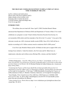 The Military Command Exception to HIPAA`s Privacy Rule