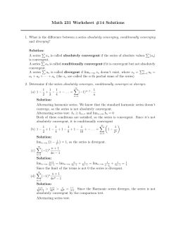 Math 231 Worksheet #14 Solutions