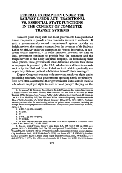 Federal Preemption Under the Railway Labor Act