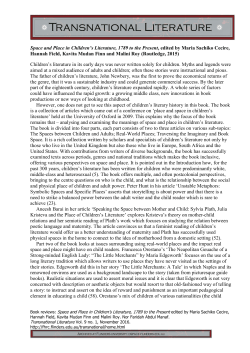 Space and Place in Children`s Literature, 1789 to the Present, edited