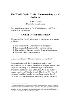 The World Credit Crisis. Understanding it and what to do (2009)