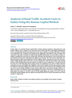 Analysis of Road Traffic Accident Costs in Sudan Using the Human