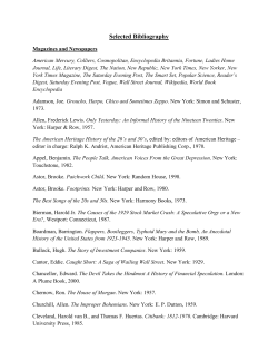 Selected Bibliography - 1929 An Upper Class Affair