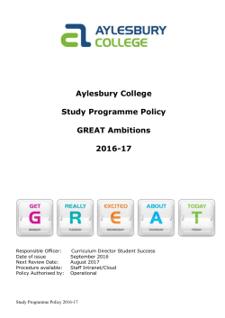 Aylesbury College Study Programme Policy GREAT Ambitions 2016