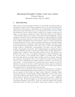 Intensional Transitive Verbs: I owe you a horse Florian Schwarz