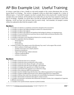 AP Bio Example List: Useful Training