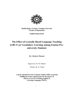 The Effect of Lexically Based Language Teaching (LBLT) on