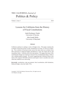 Lessons for California from the History of Fiscal Constitutions.