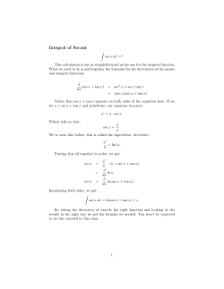 Integral of Secant - MIT OpenCourseWare